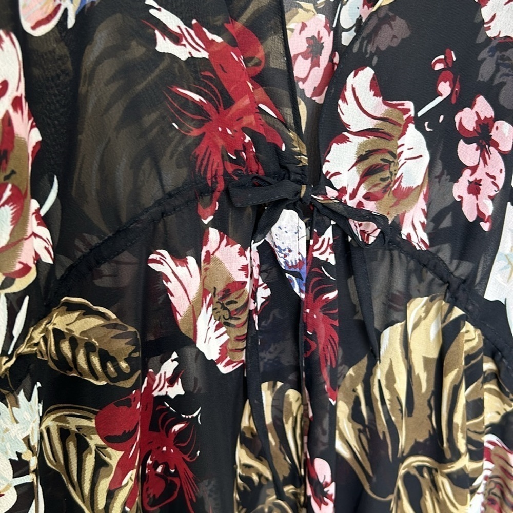 Walter Baker Tulum Caftan Sheer Floral Print Kimono Longline Duster One size - Picture 9 of 11